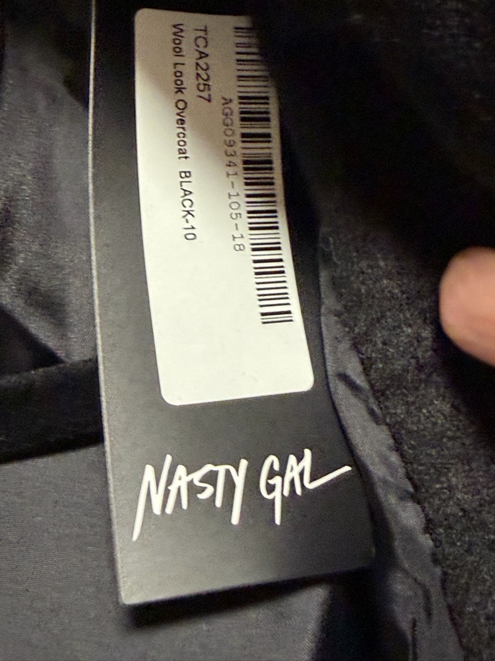NASTY GAL Black Belted “Wool Look” Trench SIZE 6 NWT - Picture 7 of 12